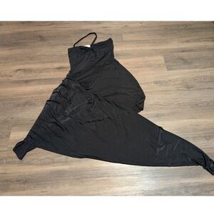 RAT & BOA Black Strapless Draped Asymmetrical Maxi Dress Size M